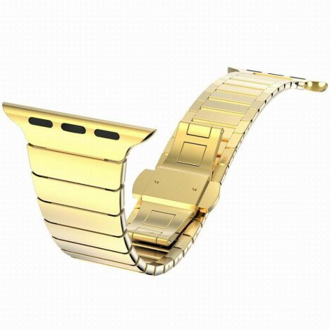 Curea iUni compatibila cu Apple Watch 1/2/3/4/5/6/7, 42mm, Link Bracelet, Otel Inoxidabil, Gold