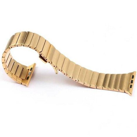 Curea iUni compatibila cu Apple Watch 1/2/3/4/5/6/7, 42mm, Link Bracelet, Otel Inoxidabil, Gold